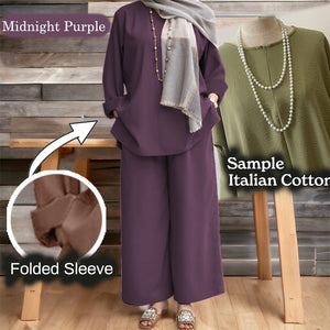 Namila Cotton Loose Pants Set - Clearance - Midnight Purple - Size XL