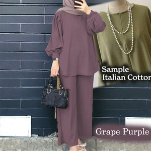 Uno Cotton Loose Pants Set - Clearance - Grape Purple - Size 2XL
