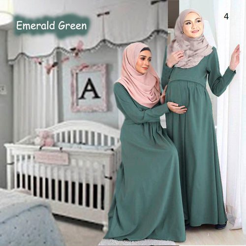 Isabela Maternity Jubah  - Clearance - Emerald Green - Size M