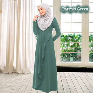 Odessa Back Zip Jubah - Clearance - Emerald Green - Size S
