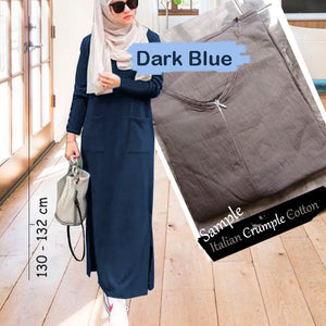 Tara Italian Crumple Cotton Tunic Jumbo - Clearance - Dark Blue - Size S