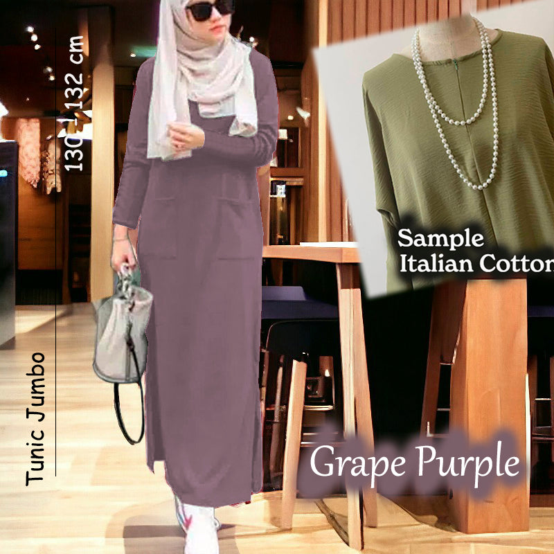 Raana Cotton Tunic Jumbo - Clearance - Grape Purple - Size XL