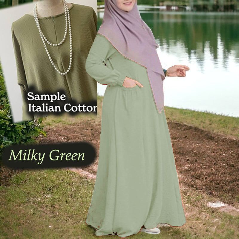 Coffee Cotton Tunic Jumbo - Loose Sleeve - Clearance - Milky Green - Size 3XL