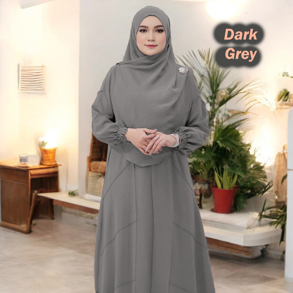 Letter Tunic Jumbo B (Loose Sleeve) - No Tudung - Clearance - Dark Grey - Size L