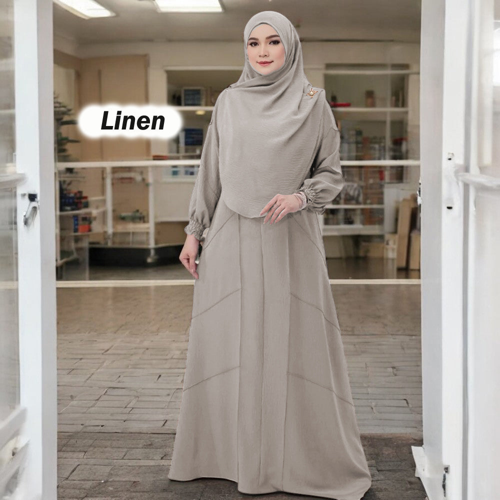 Letter Tunic Jumbo B (Loose Sleeve) - No Tudung - Clearance - Linen - Size L