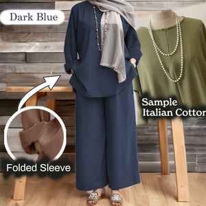 Namila Cotton Loose Pants Set - Clearance - Dark Blue - Size 3XL