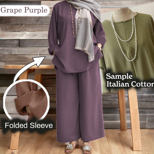 Namila Cotton Loose Pants Set - Clearance - Grape Purple - Size 4XL