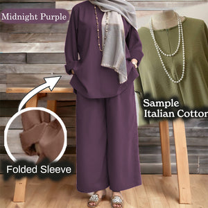 Namila Cotton Loose Pants Set - Clearance - Midnight Purple - Size 3XL