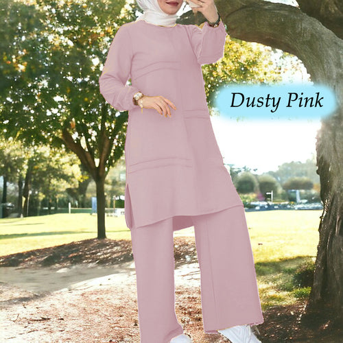 Gazala Cotton Muslimah Set - Dusty Pink - Size 4XL