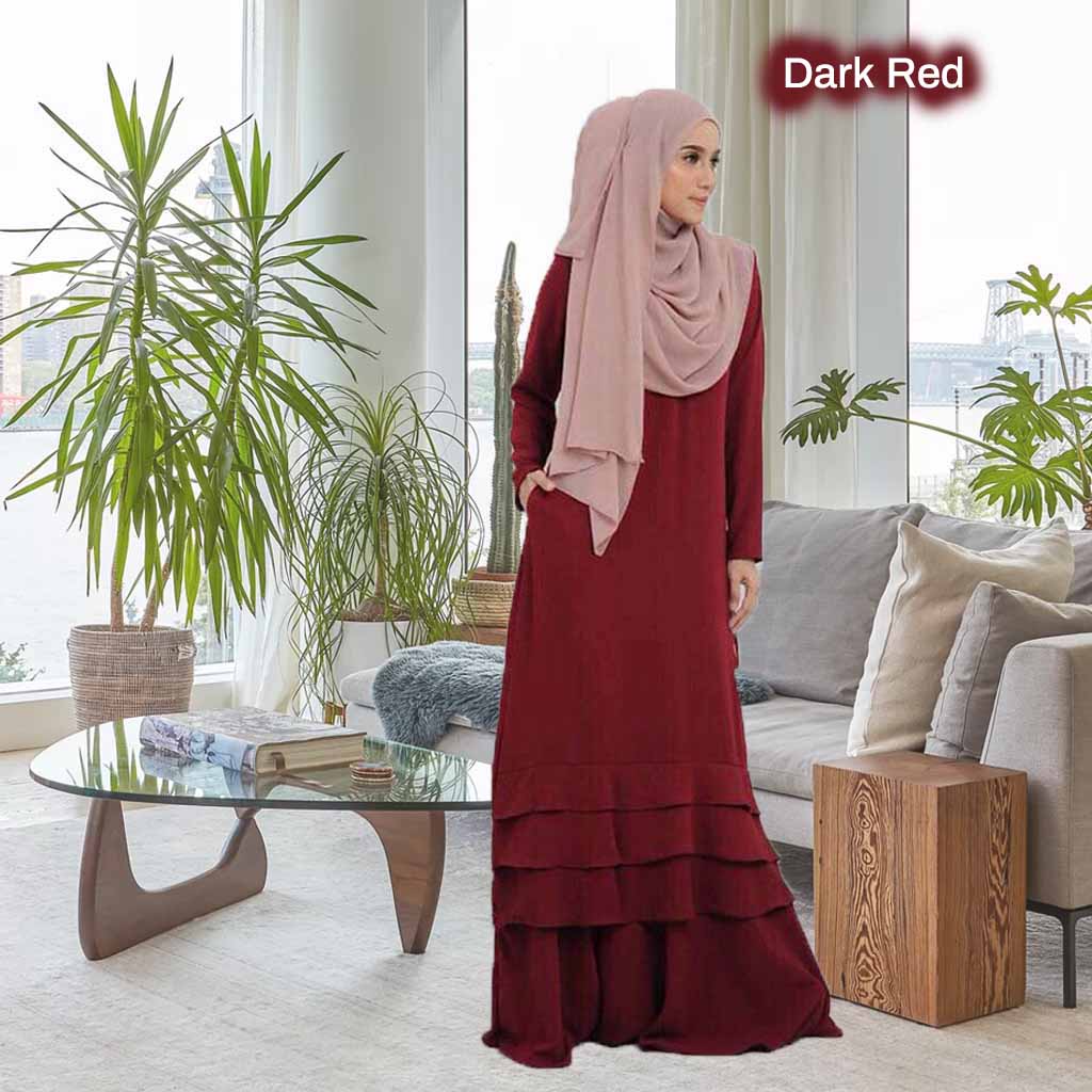 Aisha Jubah - Clearance - Dark Red - Size 2XL