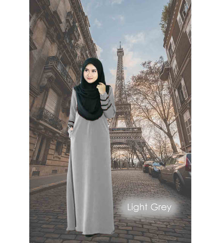 Nurin Flowy Jubah - Clearance - Light Grey - Size 5XL