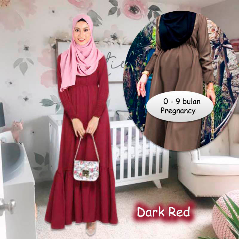 Dabria Maternity Jubah - Clearance - Dark Red - Size M