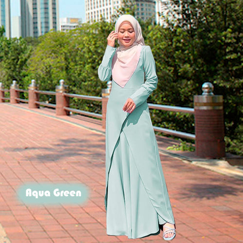 Halina Loose Fit Elegant Jubah - Clearance - Aqua Green - Size 2XL