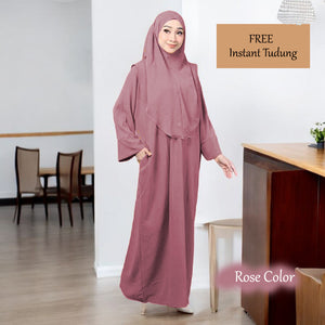 Violet Tunic Jumbo + Free Instant Tudung