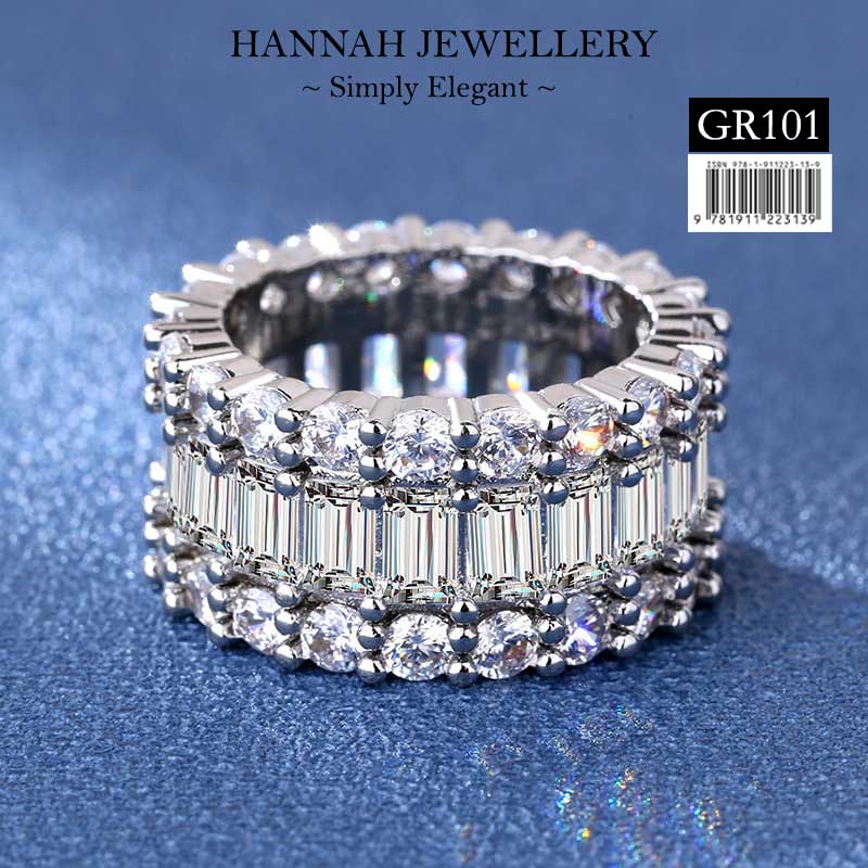 【GR101】Korean 3 LINES Diamond Rings (Size 6, 7,  8 & 9)