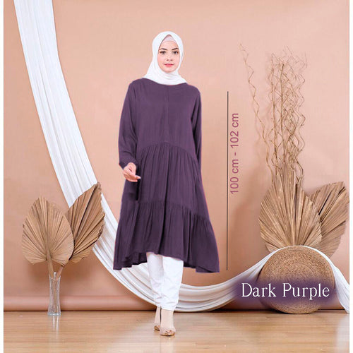 Karyme Long Tunic - Clearance - Dark Purple - Size M