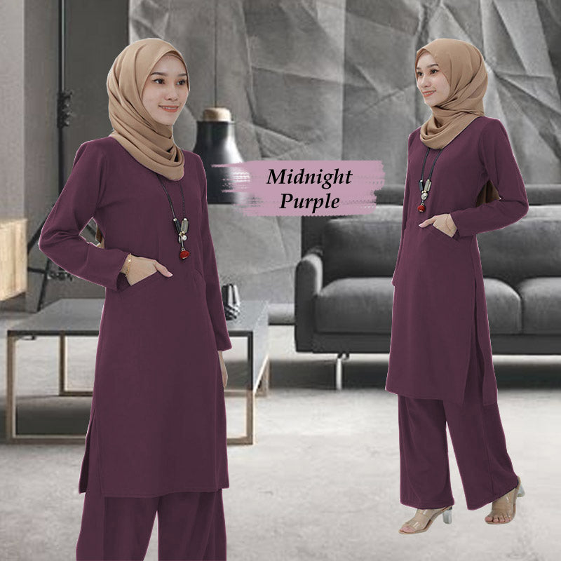 Bedelia Muslimah Set - Clearance - Midnight Purple - Size M
